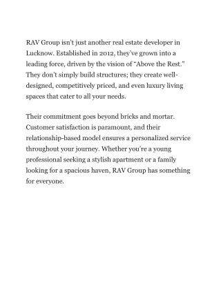 Real Estate Developers RAV Group: Building Dreams, Redefining Lucknow’s Landscap