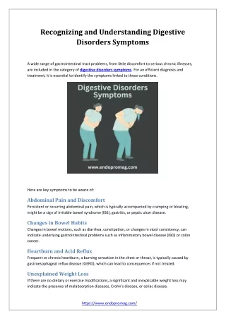 Recognizing and Understanding Digestive Disorders Symptoms