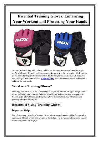 Essential Training Gloves Enhancing Your Workout and Protecting Your Hands