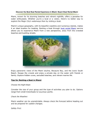Discover the Best Boat Rental Experience in Miami: Beach Boat Rental Miami