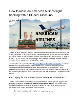 How to make an American Airlines flight booking with a Student Discount ?