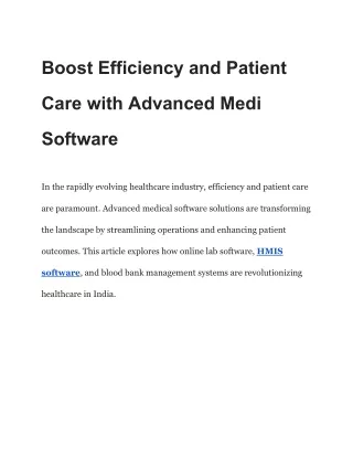 Boost Efficiency and Patient Care with Advanced Medi Software