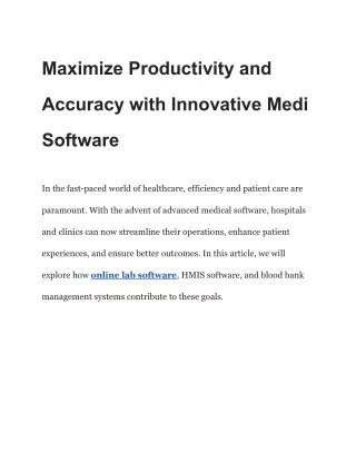 Maximize Productivity and Accuracy with Innovative Medi Software