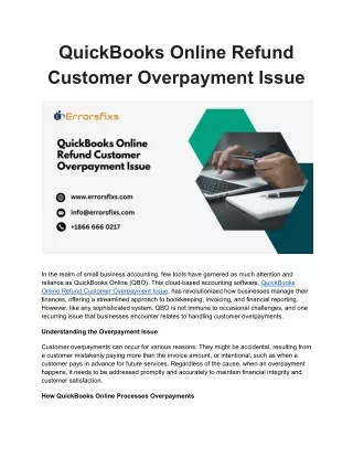 QuickBooks Online Refund Customer Overpayment Issue