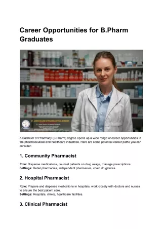 Exploring Career Paths with a B.Pharm Degree