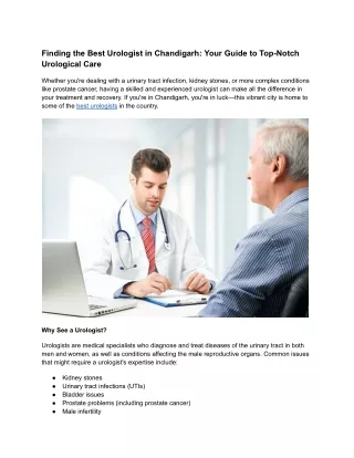 Finding the Best Urologist in Chandigarh_ Your Guide to Top-Notch Urological Care