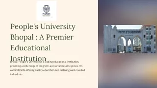 People's University Bhopal : A Premier Educational Institution