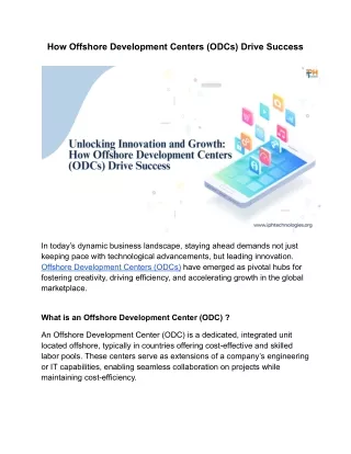 How Offshore Development Centers (ODCs) Drive Success