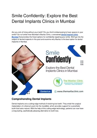 Smile Confidently_ Explore the Best Dental Implants Clinics in Mumbai.docx