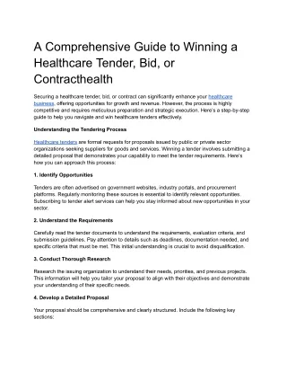 A Comprehensive Guide to Winning a Healthcare Tender, Bid, or Contract