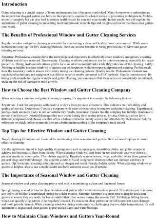The necessity of Gutter Cleansing in Stopping Mould