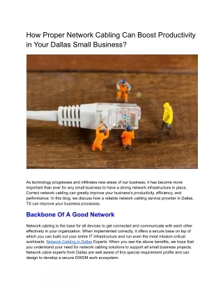 How Proper Network Cabling Can Boost Productivity in Your Dallas Small Business