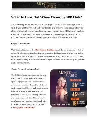 What to Look Out When Choosing FKK Club