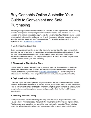 Buy Cannabis Online Australia_ Your Guide to Convenient and Safe Purchasing