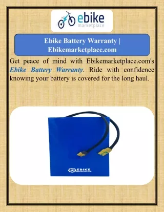 Ebike Battery Warranty  Ebikemarketplace.com