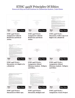 ETHC 445N Principles Of Ethics