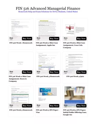 FIN 516 Advanced Managerial Finance