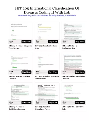 HIT 205 International Classification Of Diseases Coding II With Lab