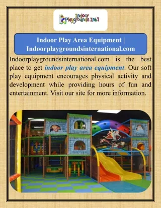 Indoor Play Area Equipment  Indoorplaygroundsinternational.com