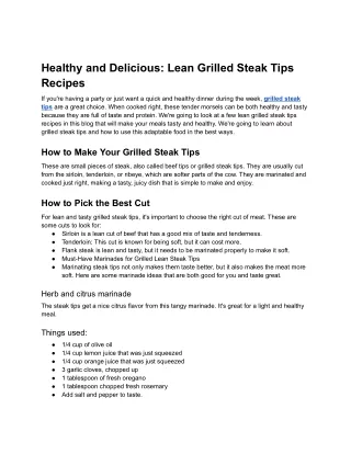 Healthy and Delicious_ Lean Grilled Steak Tips Recipes - Google Docs