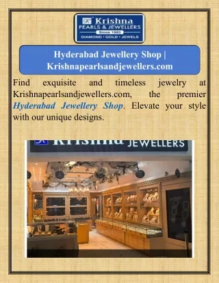 Hyderabad Jewellery Shop  Krishnapearlsandjewellers.com