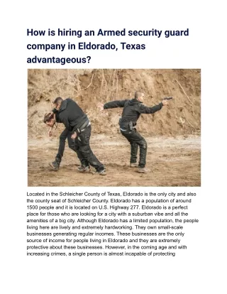 How is hiring an Armed security guard company in Eldorado, Texas advantageous