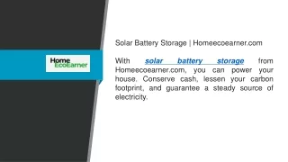 Solar Battery Storage  Homeecoearner.com