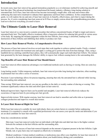 Laser Hair Removal: How It's Revolutionizing Beauty Standards in El Paso