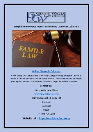 Simplify Your Divorce Process with Online Divorce in California