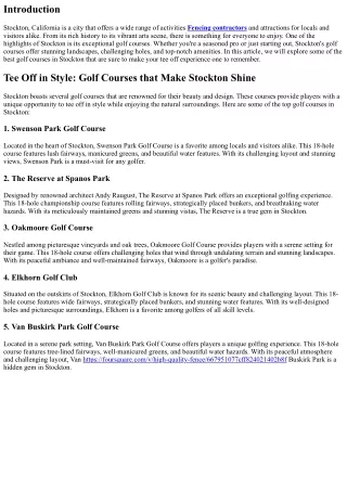 Tee Off in Style: Golf Courses that Make Stockton Shine