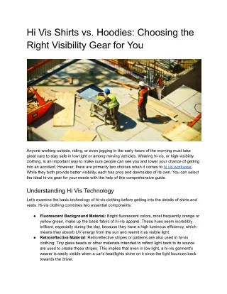 Hi Vis Shirts vs. Hoodies_ Choosing the Right Visibility Gear for You