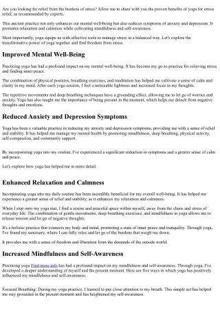 Expert-Approved Yoga Benefits for Stress Relief