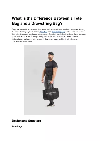 What is the Difference Between a Tote Bag and a Drawstring Bag