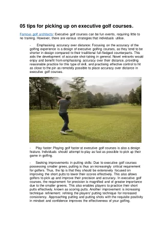 05 tips for picking up on executive golf courses.