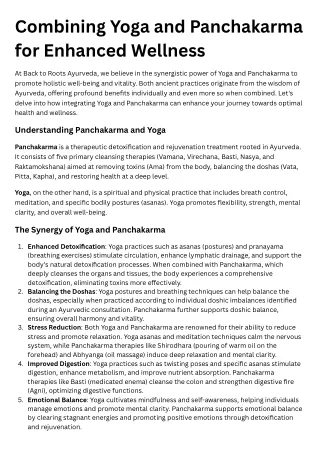 Combining Yoga and Panchakarma for Enhanced Wellness