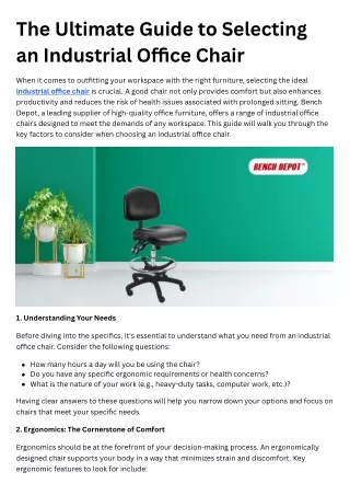 The Ultimate Guide to Selecting an Industrial Office Chair