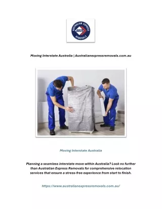 Moving Interstate Australia | Australianexpressremovals.com.au
