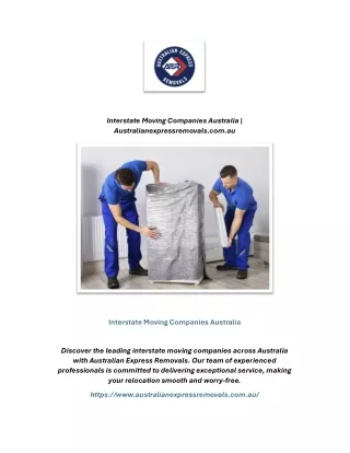 Interstate Moving Companies Australia | Australianexpressremovals.com.au
