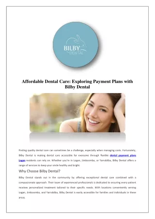 Dentist Yarrabilba - Dental Payment Plans Logan - Bilby Dental