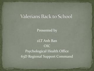 Valerians Back to School