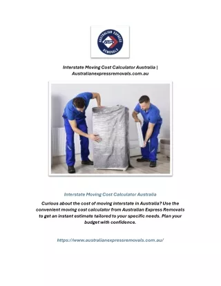 Interstate Moving Cost Calculator Australia | Australianexpressremovals.com.au