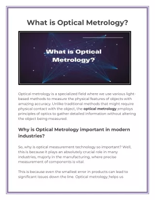 What is Optical Metrology?