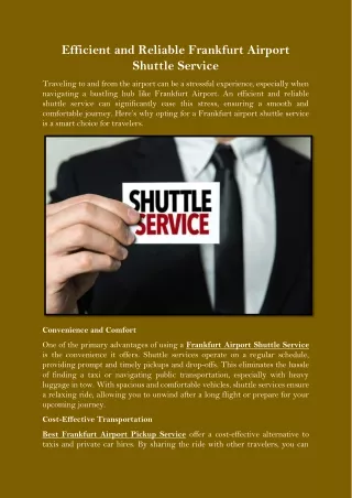 Efficient and Reliable Frankfurt Airport Shuttle Service