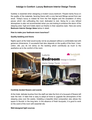 Indulge in Comfort: Luxury Bedroom Interior Design Trends