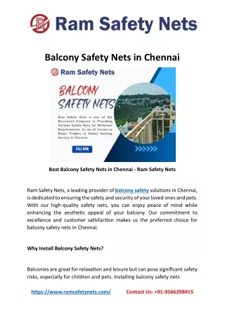 Balcony Safety Nets in Chennai