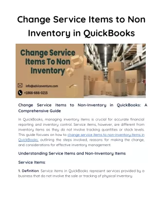 Change Service Items to Non Inventory in QuickBooks