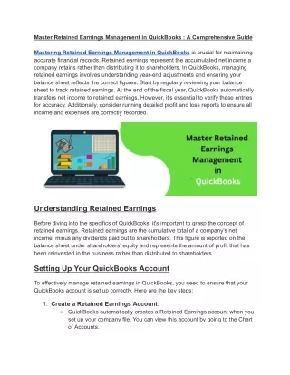 Master Retained Earnings Management in QuickBooks