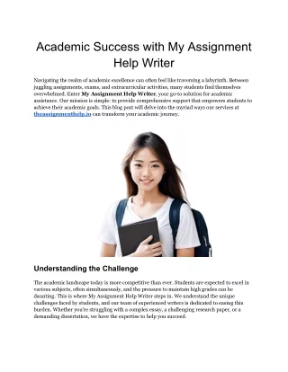 Academic Success with My Assignment Help Writer