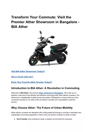 Transform Your Commute_ Visit the Premier Ather Showroom in Bangalore - BIA Ather