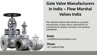Gate Valve Manufacturers in India  - Flow Marshal Valves India